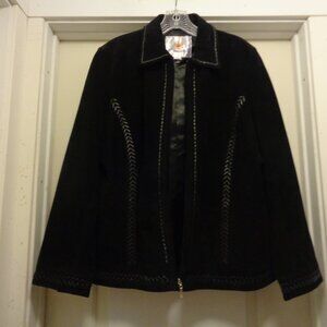 HOT SEXY COWGIRL BLACK SUEDE Zip Up Jacket w Stitching Amerimode L